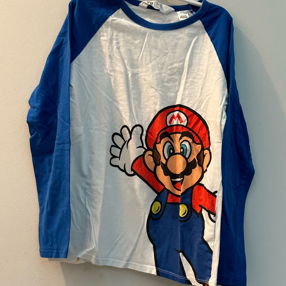 Nintendo Long Sleeve Blue and White Tee